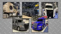 Collage of five autonomous trucks