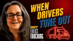 HDT Talks Trucking thumbnail with photo of Jane Jazrawy and the text,, "When Drivers Tune Out"