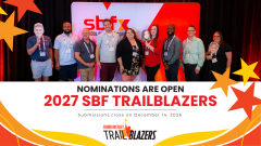 Group of School Bus Fleet 2026 Trailblazers above a graphic announcing that nominations are open for the 2027 SBF Trailblazers, with submissions due Dec. 14, 2026.