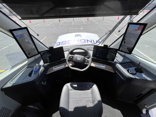 Inside the cab of the Windrose truck at ACT Expo.