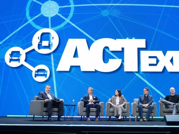 Industry leaders participate in an ACT Expo 2026 main stage discussion focused on AI, connected transportation, and the future of fleet technology.