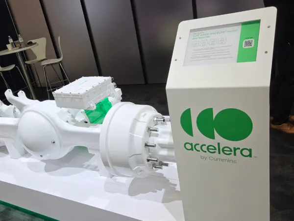 Cummins Accelera exhibits an electric powertrain and axle system for zero-emission commercial vehicles at ACT Expo 2026.