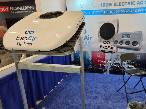 ExoAir showcases its all-electric HVAC system technology designed for commercial and specialty vehicles at ACT Expo 2026.