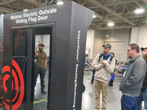 A Wabtec door on the APTA Mobility show floor