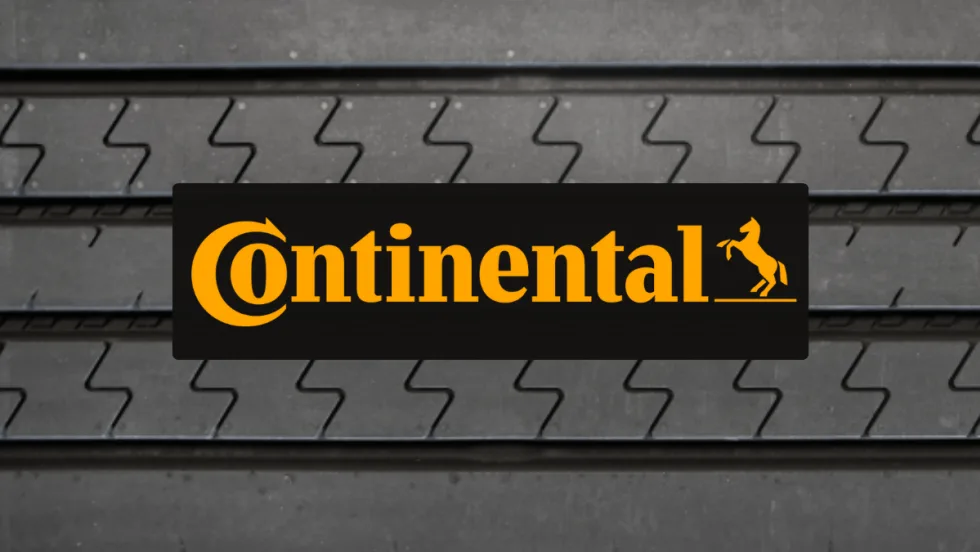 Continental logo over tire tread background representing the launch of the ContiTread HTR retread for regional and long-haul trailer applications.