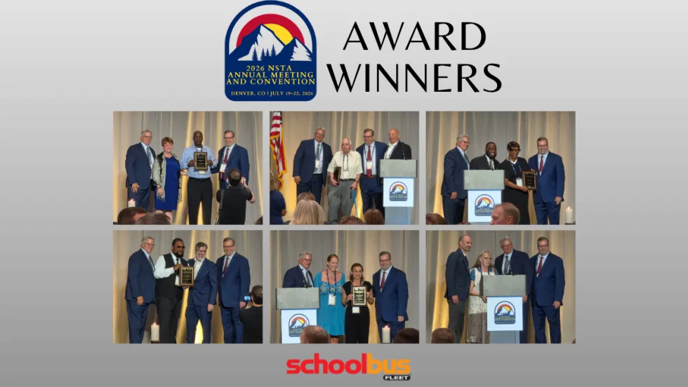 Collage highlighting recipients of the 2026 National School Transportation Association awards at the Annual Meeting and Convention in Denver