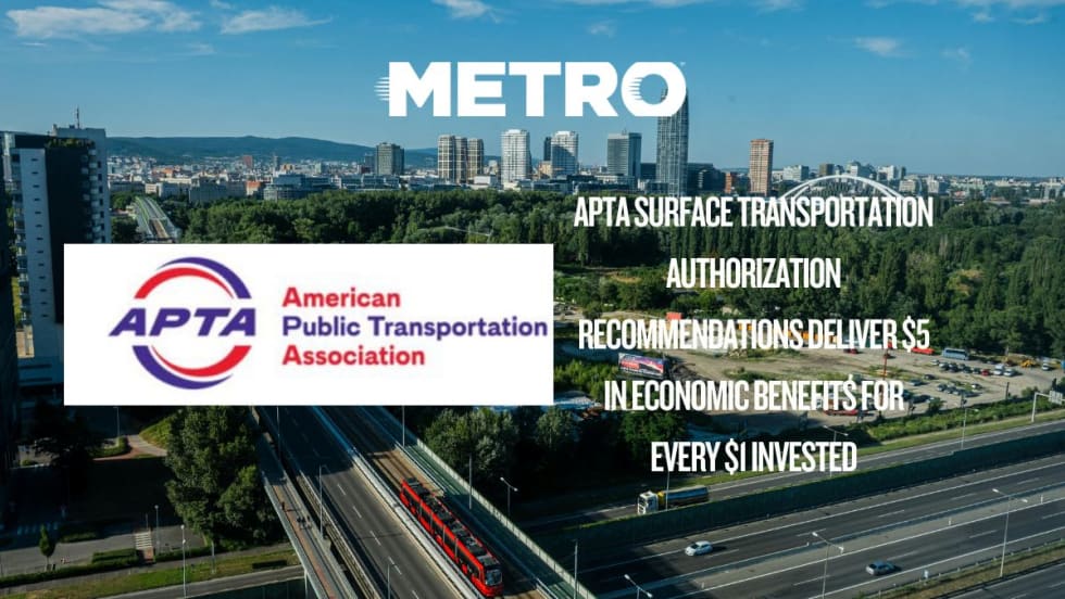Photo of public transportation system with APTA logo.