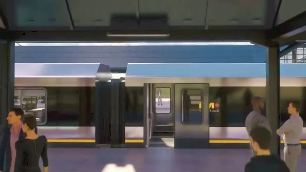Rendering of an Alstom train in a VIA Rail Station