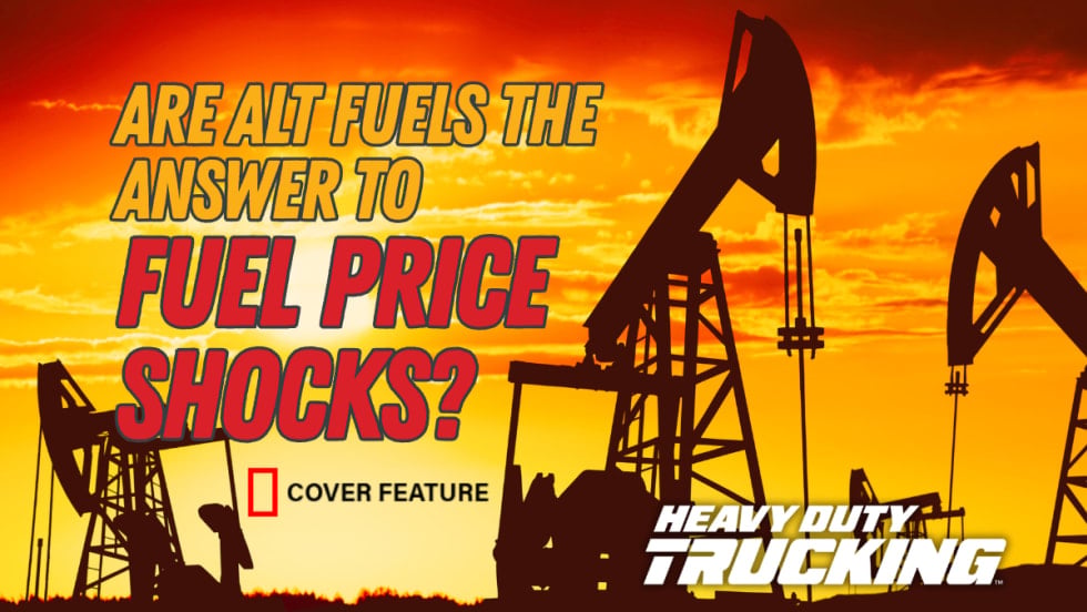 Illustration with oil wells silhouetted against red and gold sky