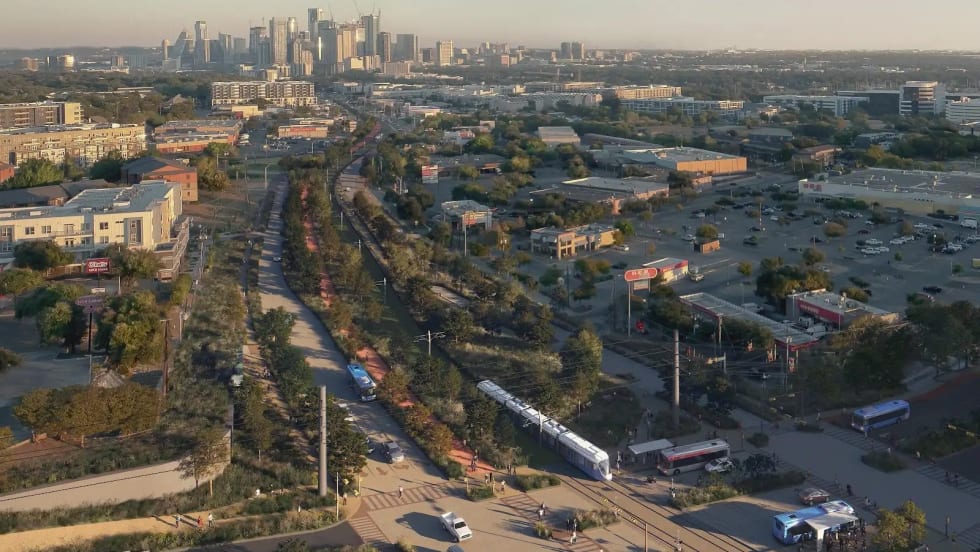 Rendering of Austin Transit Partnership's light rail line.