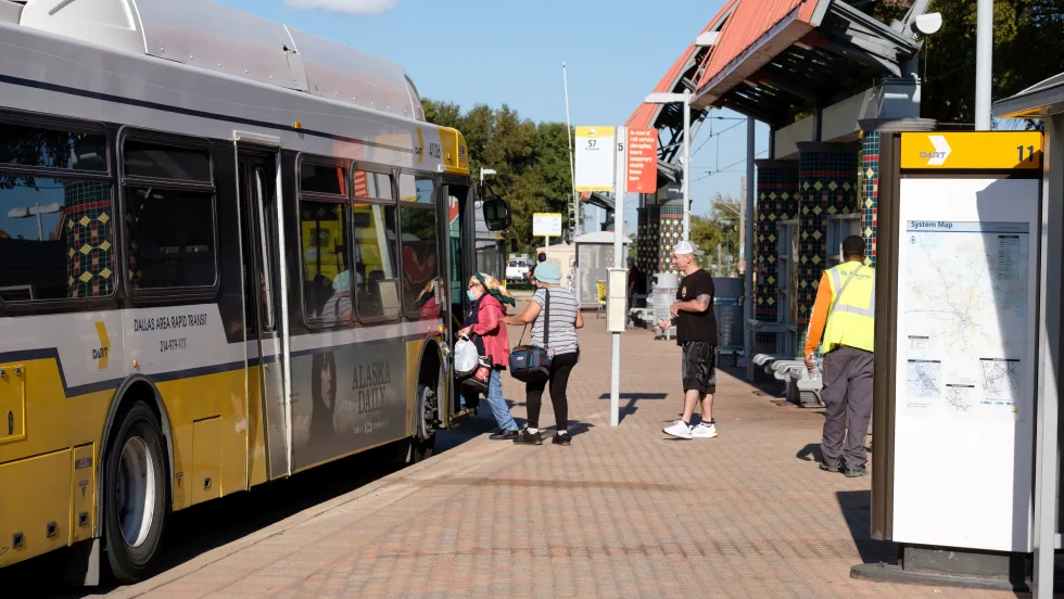 DART passengers boarding a bus
