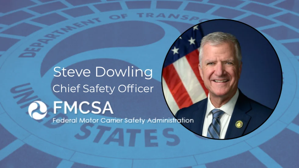 Graphic with DOT seal in background and photo of Steve Downling