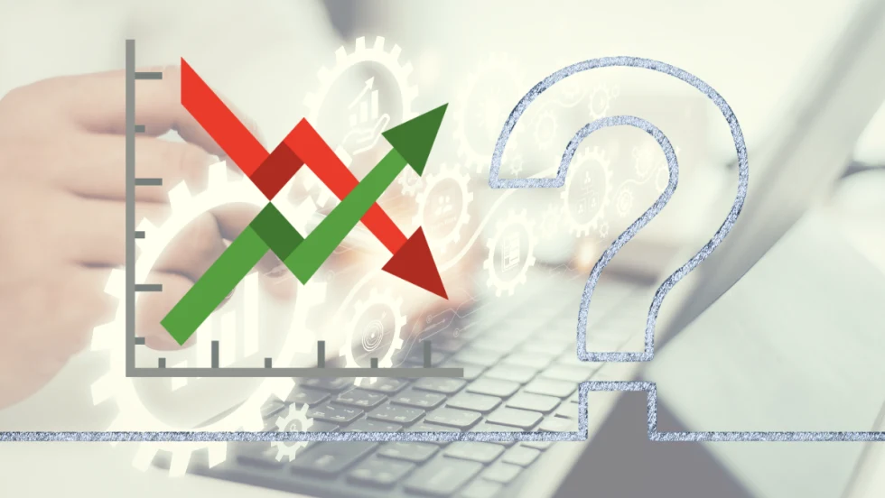 Illustration with question mark and graph illustrating uncertainty