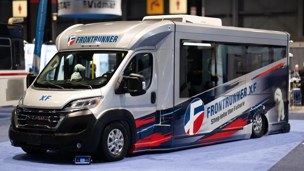 The Frontrunner XF on the APTA Expo show floor in 2026.