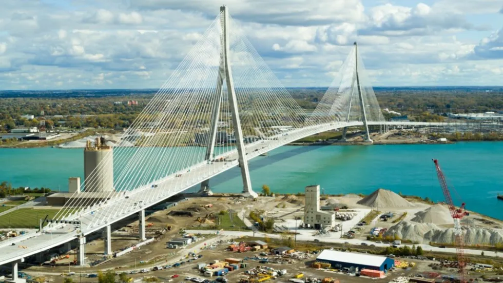 Photo of cable bridge crossing Detroit River