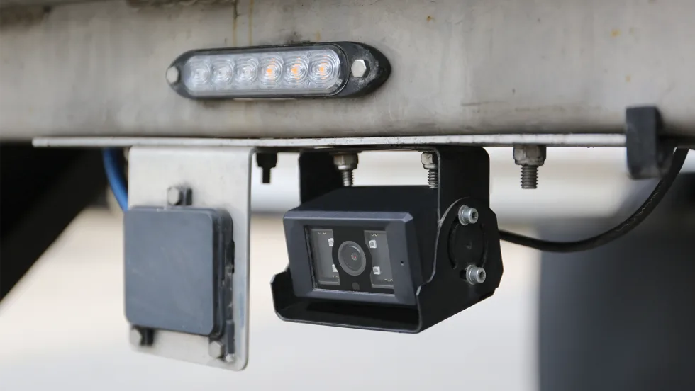 Rear view camera on back of a semi trailer