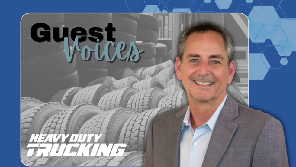 HDT Graphic of Guest Voices column with black and white photo of tires in background and photo of author in foreground.