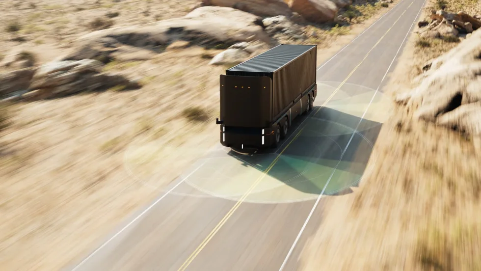 Humble cabless autonomous freight hauler. 