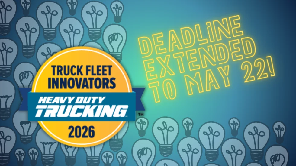 Illustration of HDT Truck Fleet Innovators logo and drawings of light bulbs