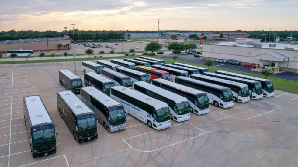 CharterUp fleet vehicles used for Hurricane Beryl disaster response.