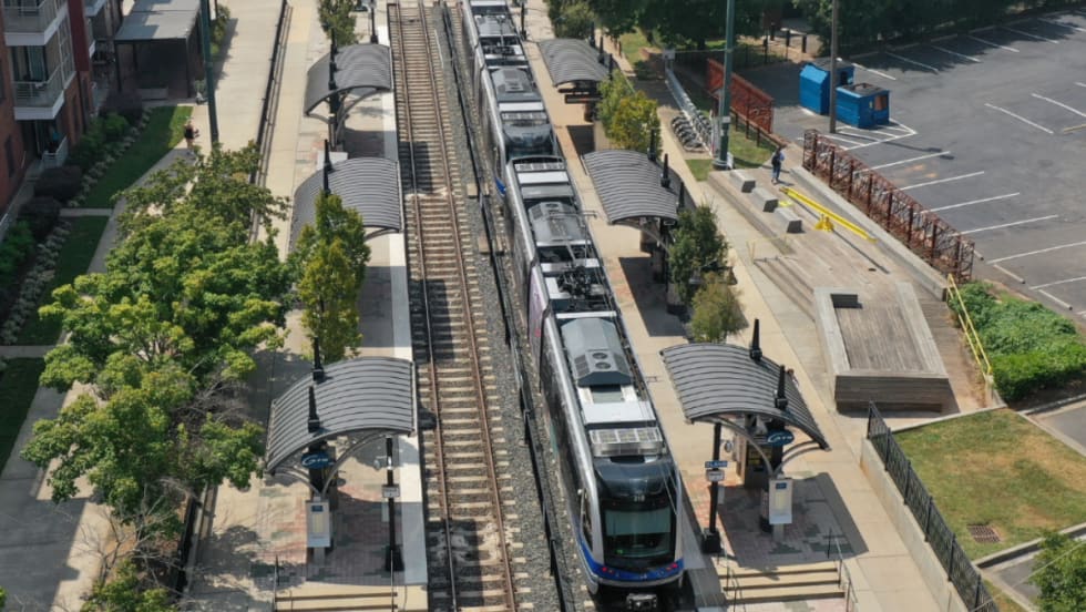 An aerial view of the CATS light rail.