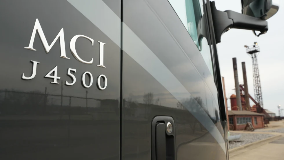 An up close photo of an MCI J4500