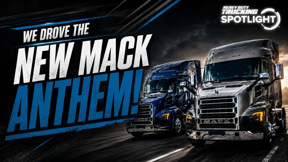 Heavy Duty Trucking Spotlight thumbnail showing new Mack trucks