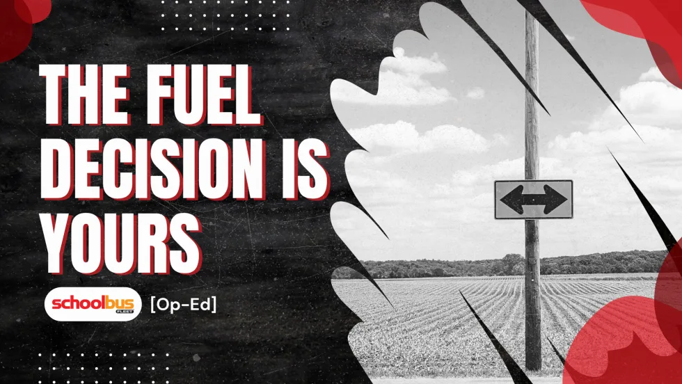 A red, black, and white graphic with text reading "The Fuel Decision is Yours."
