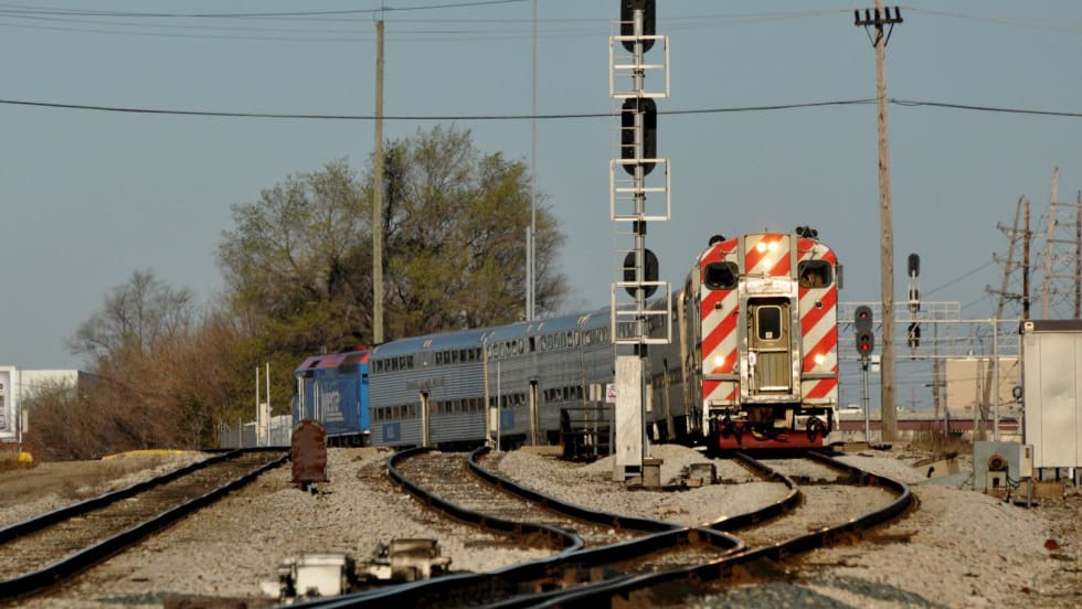 Chicago Metra train on tracks