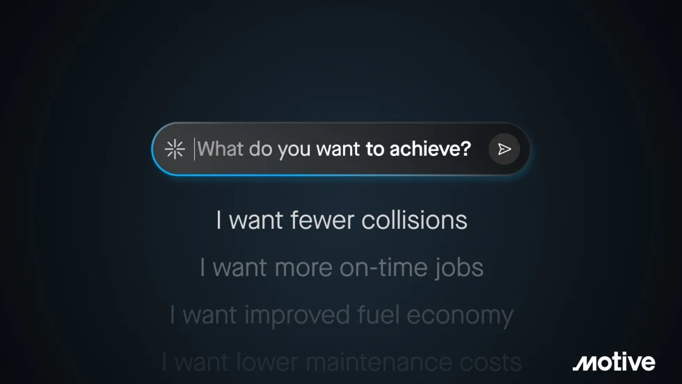 Computer screen showing examples of what fleets could ask Motive AI Agents to do