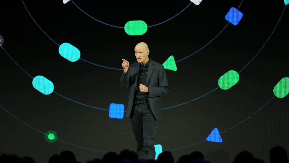 Geotab's Neil Cawse on stage during keynote at Geotab Connect 2026