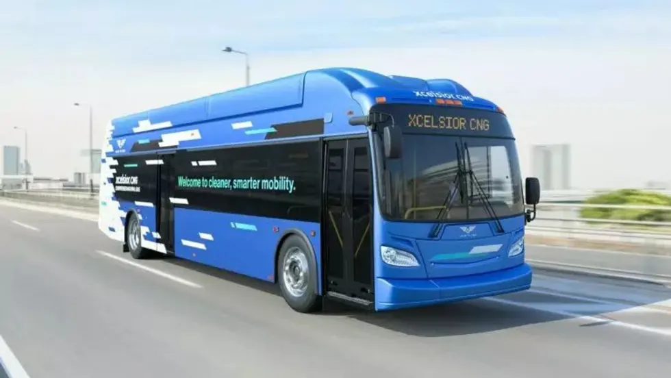 A rendering of a New Flyer CNG bus