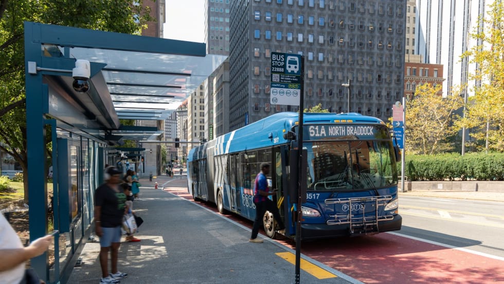 A PRT bus serving a PRTX BRT station