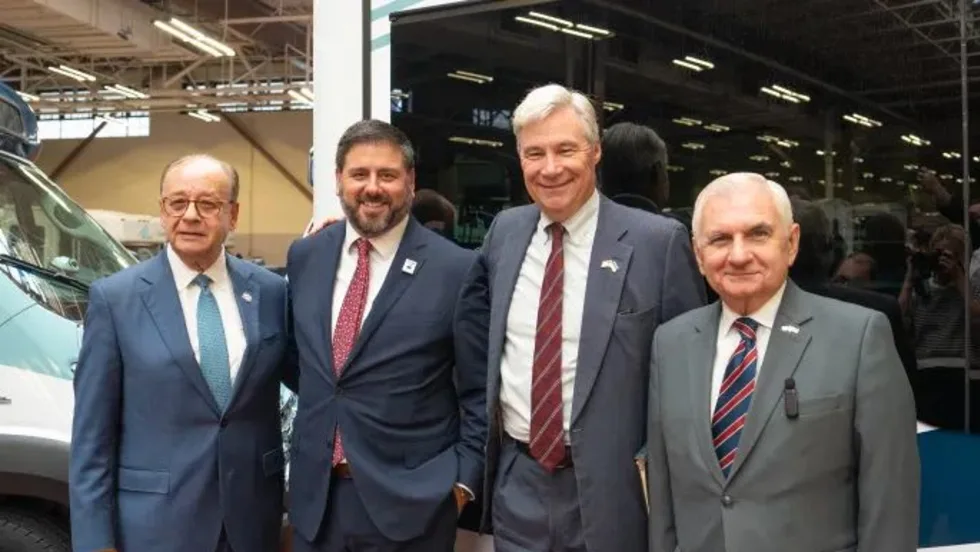 RIPTA, APTA, and federal officials at the launch of the agency's new Frontrunner vehicles