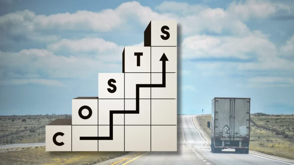 Illustration of rising costs with truck in background