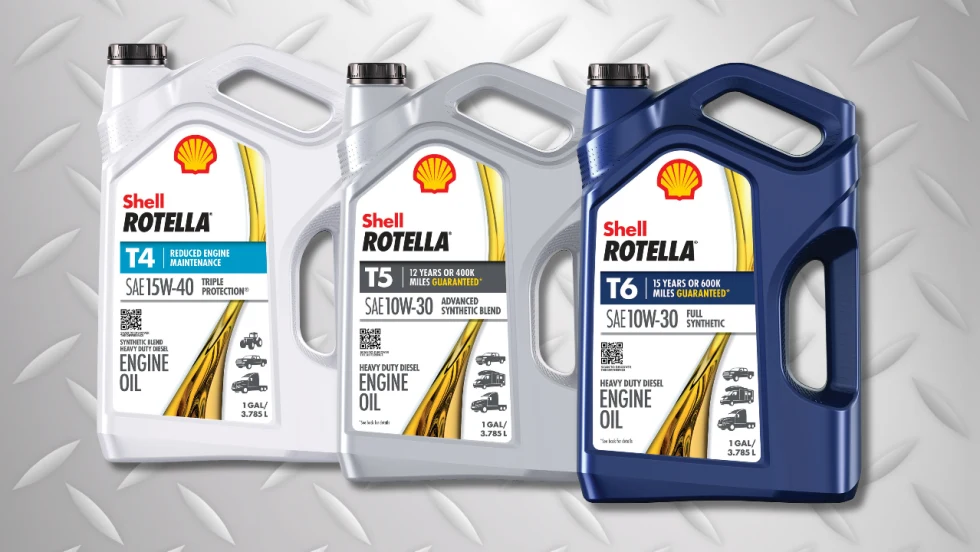 photos of three Shell heavy-duty engine oil bottles