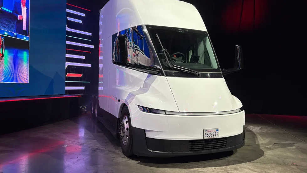 Tesla Semi electric truck on display at ACT Expo