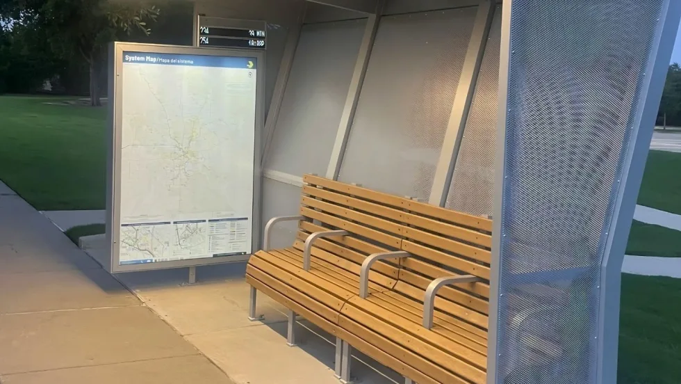 DART's new Tolar bus stop with wayfinding signage.
