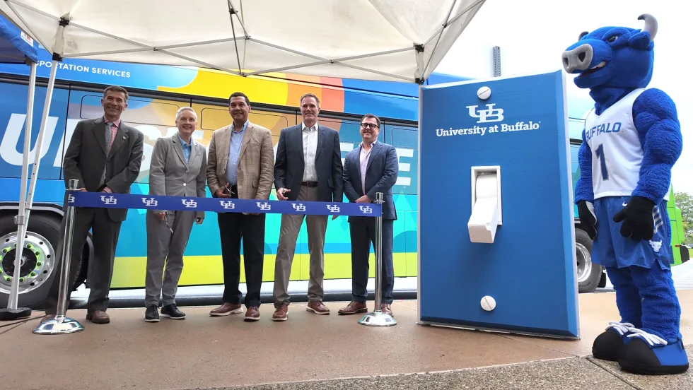A photo of UB's battery-electric bus event