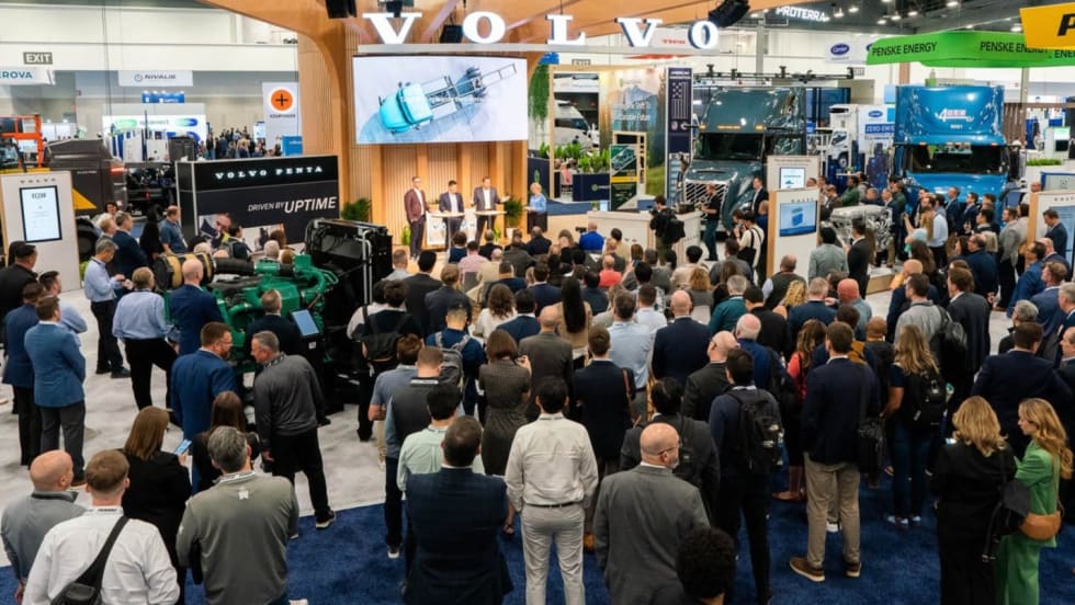 Crowd at Volvo booth at ACT Expo
