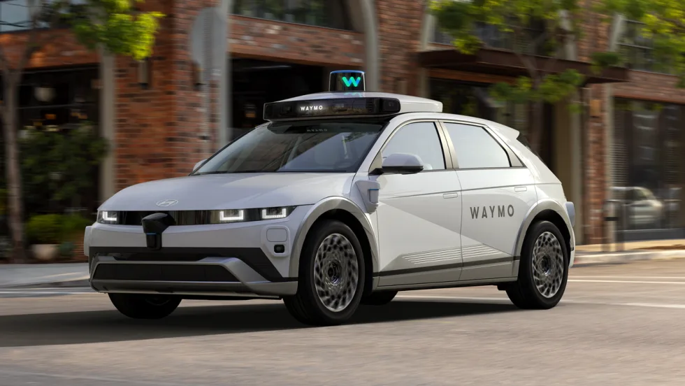 A rendering of the 6th-generation Waymo Driver on Hyundai’s all-electric IONIQ 5 SUV