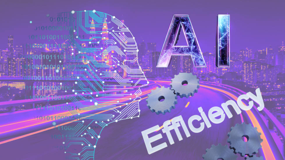 AI efficiency futuristic looking graphic