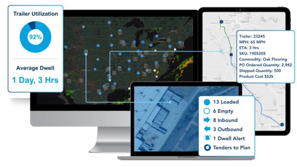 Computer, tablet and phone screens showing AWS