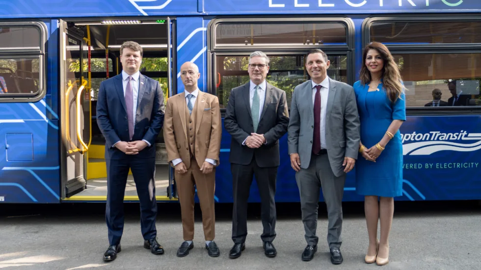 Zenobē Global Direcor of EV Fleet Tim Boothman; Zenobē Co-Founder and Director Steven Meersman; The Rt Hon Sir Keir Starmer; Brampton Mayor Patrick Brown, and Hon. Fouzia Younis, U.K.’s Consul-General
