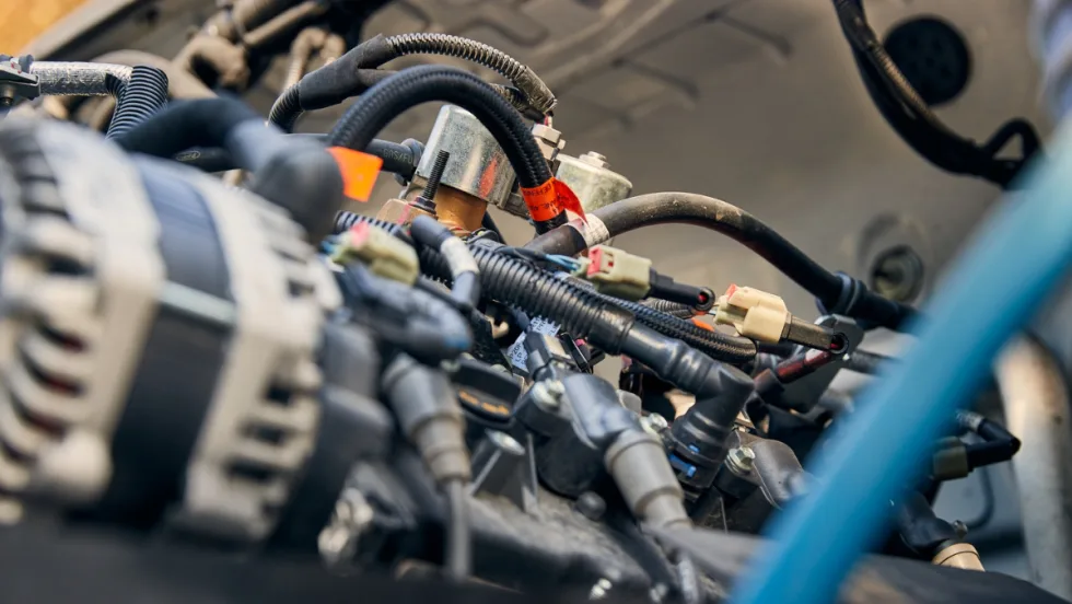 Up close image of an engine.