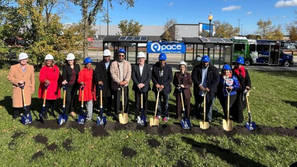 Officials break ground for the new Pace paratransit transfer facility.