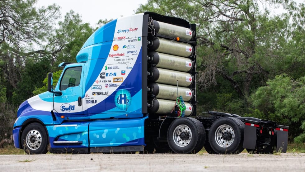 SwRI hydrogen engine research truck. 
