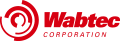Red text with abstract circular logo