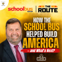 Promotional thumbnail for The Route podcast featuring School Bus Fleet Editor Amanda Huggett and NSTA Executive Director Curt Macysyn