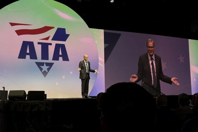 Photo of ATA's Chris Spear on stage speaking
